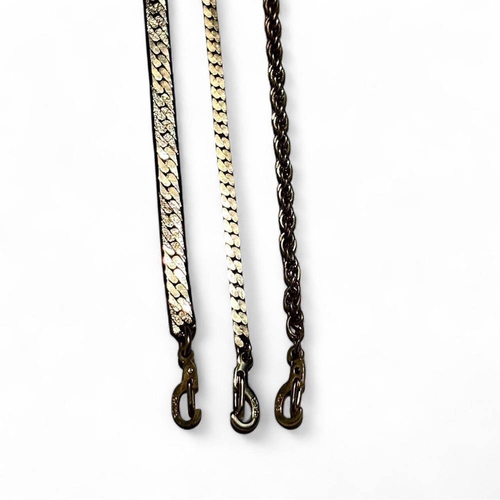 Lot of 3 Vintage 14KGP Gold Plated Bracelets Rope & Herringbone Chain Mix Style - Picture 3 of 5